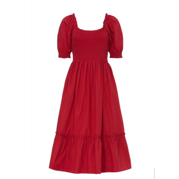 Louisa Nap Red Cotton Smocked Dress by Hill House Home - size medium - Picture 2 of 8